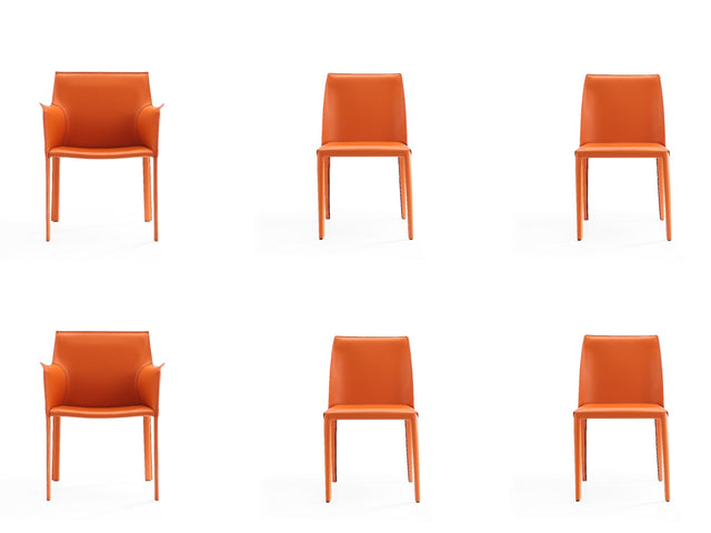 Paris 6-Piece Dining Chairs in Coral - Ornate Home