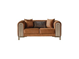 Paris Brown Stationary Loveseat - Ornate Home