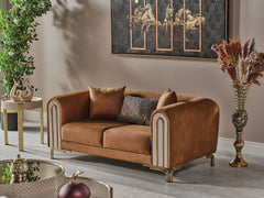 Paris Brown Stationary Loveseat - Ornate Home