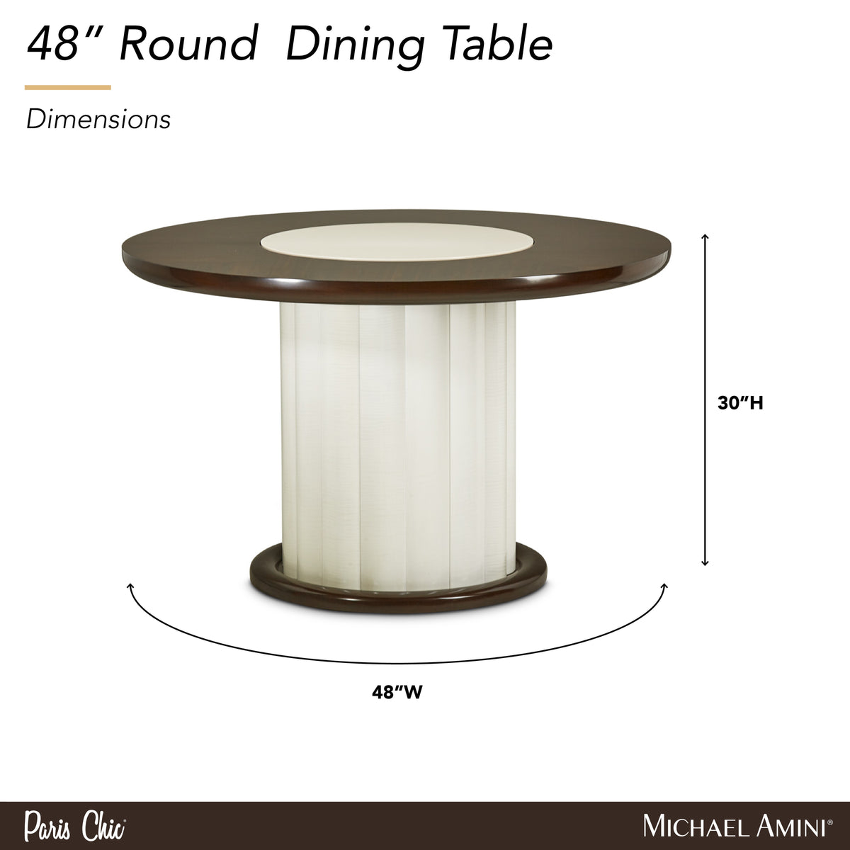 Paris Chic Espresso 48" Round Dining Table