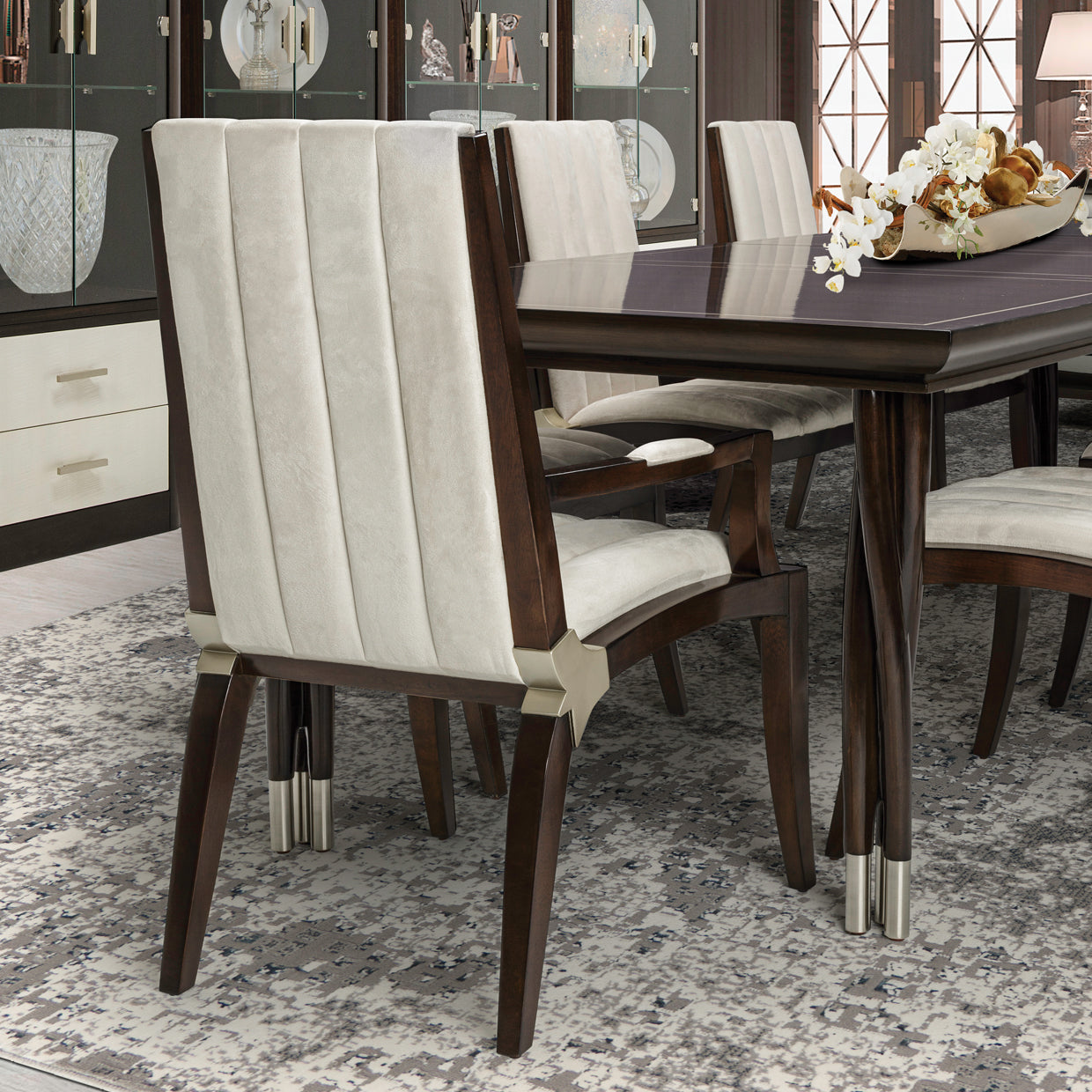 Paris Chic Espresso/Doeskin Dining Arm Chair - Ornate Home
