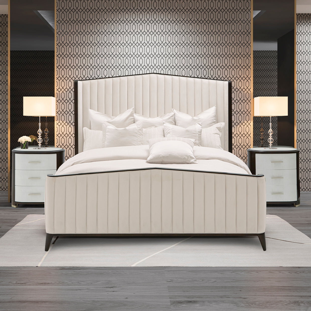 Paris Chic Espresso/Ivory Channel Tufted Panel Bed - Ornate Home