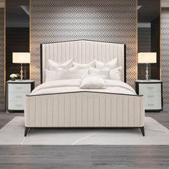 Paris Chic Espresso/Ivory Channel Tufted Panel Bed - Ornate Home