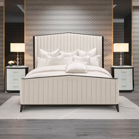 Paris Chic Espresso/Ivory Channel Tufted Panel Bed - Ornate Home