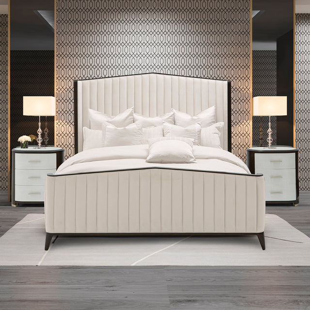 Paris Chic Espresso/Ivory Channel Tufted Panel Bed - Ornate Home