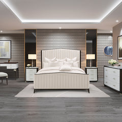 Paris Chic Espresso/Ivory Channel Tufted Panel Bed - Ornate Home