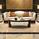 Paris Chic Espresso Oval Cocktail Table - Ornate Home
