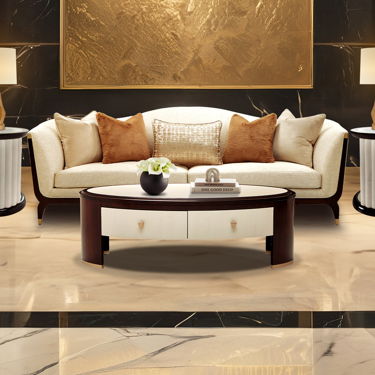 Paris Chic Espresso Oval Cocktail Table - Ornate Home