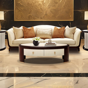 Paris Chic Espresso Oval Cocktail Table - Ornate Home