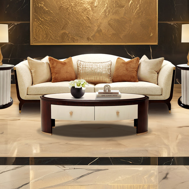 Paris Chic Espresso Oval Cocktail Table - Ornate Home