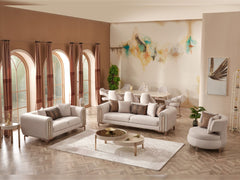 Paris Cream 3-pieces (Sofa & Loveseat & Chair) Living Room Set - Ornate Home
