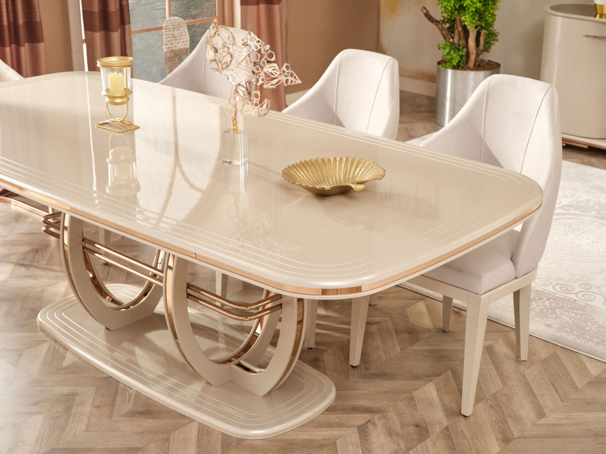 Paris Cream Dining Room Set (Consol With Mirror & Dining Table & 6 Dining Chair) - Ornate Home