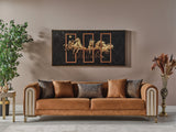 Paris Brown Stationary 4 Seat Sofa
