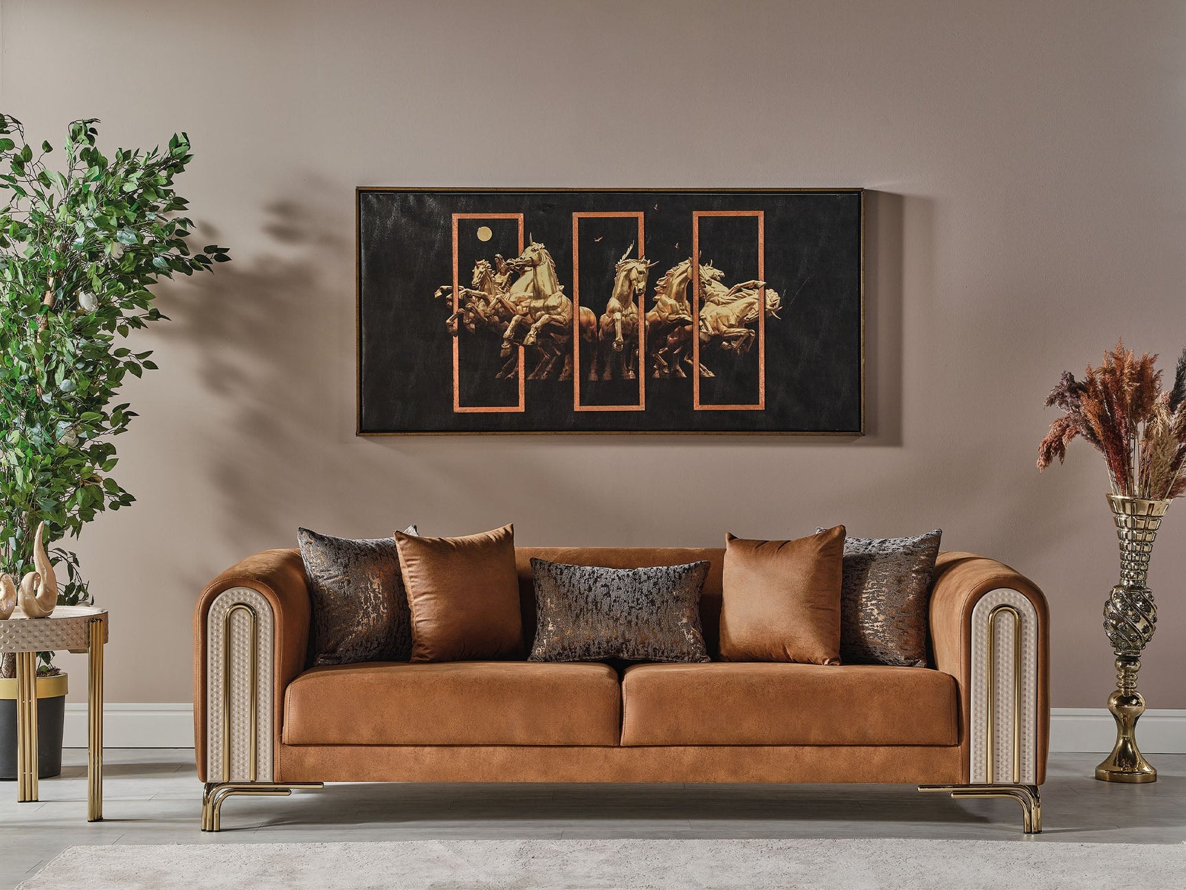 Paris Brown Stationary Sofa
