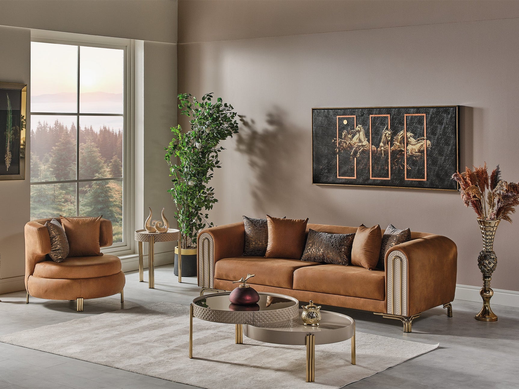 Paris Brown Stationary Sofa