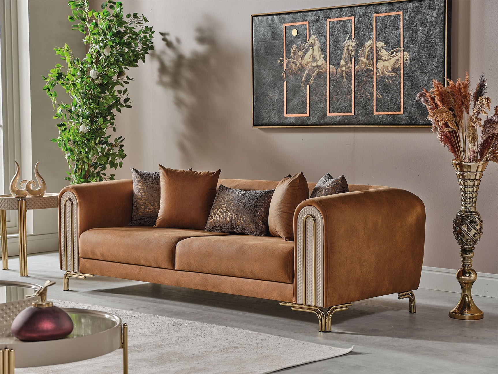 Paris Brown Stationary Sofa
