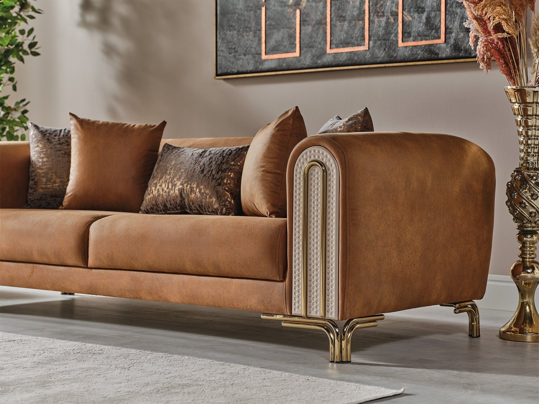 Paris Brown Stationary Sofa
