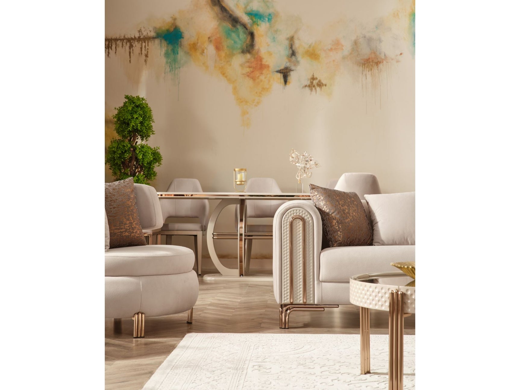 Paris Cream 3-pieces (Sofa & Loveseat & Chair) Living Room Set