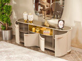 Paris Cream Dining Room Set (Consol With Mirror & Dining Table & 6 Dining Chair)