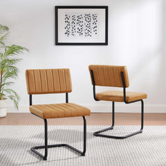 Parity Black/Tan Vegan Leather Dining Side Chairs (Set of 2) - Ornate Home