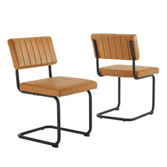 Parity Black/Tan Vegan Leather Dining Side Chairs (Set of 2) - Ornate Home