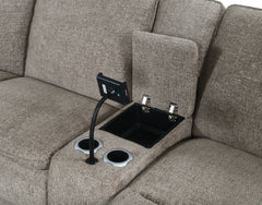 Park City Cream Fabric 6-Pc Dual Power Reclining Sectional with LAF Chaise - Ornate Home