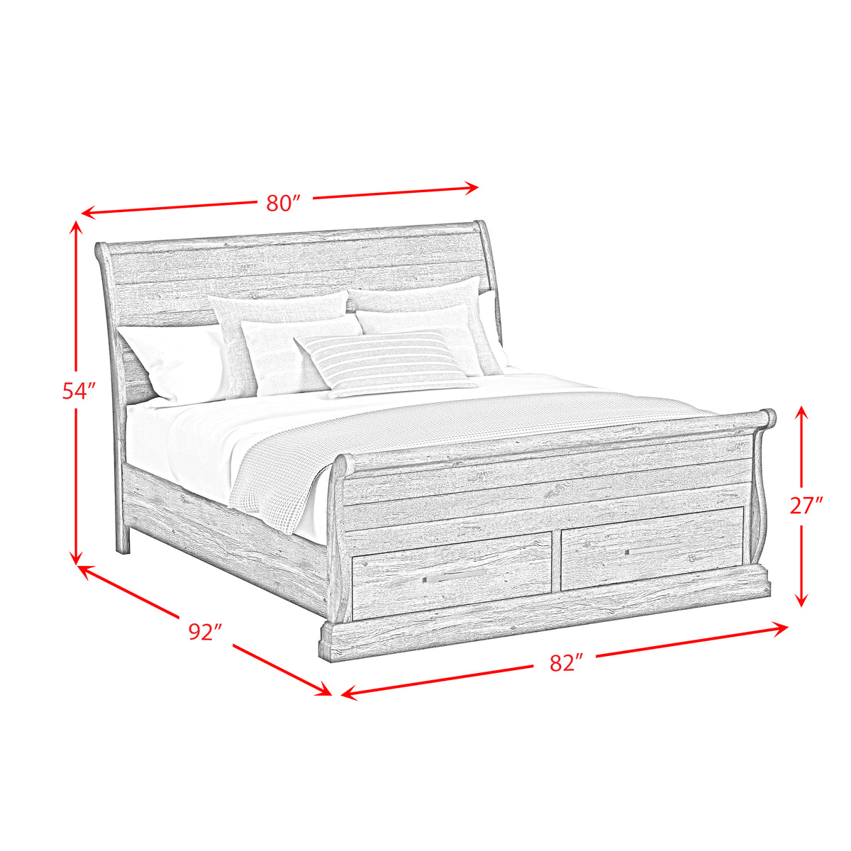 Park Ridge Charcoal 3-Piece King Sleigh Storage Bedroom Set - Ornate Home