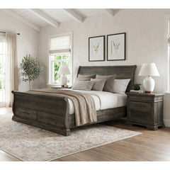Park Ridge Charcoal 3-Piece King Sleigh Storage Bedroom Set with 2 Nightstands - Ornate Home