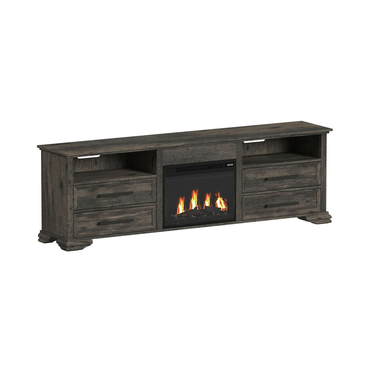 Park Ridge Charcoal 4-Piece Entertainment Center with 82'' TV Console - Ornate Home