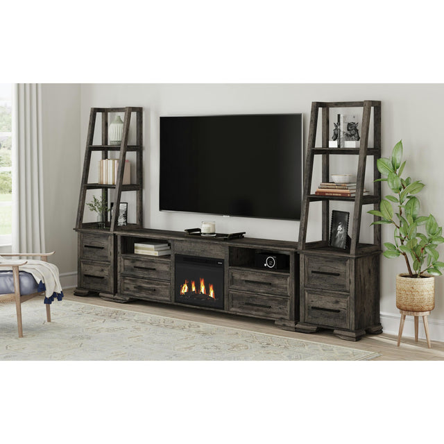 Park Ridge Charcoal 4-Piece Entertainment Center with 82'' TV Console - Ornate Home