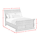 Park Ridge Charcoal 4-Piece Queen Sleigh Storage Bedroom Set with 2 Nightstands & Dresser - Ornate Home