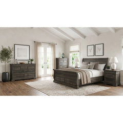 Park Ridge Charcoal 5-Piece Queen Sleigh Storage Bedroom Set with 2 Nightstands, Dresser & Chest - Ornate Home