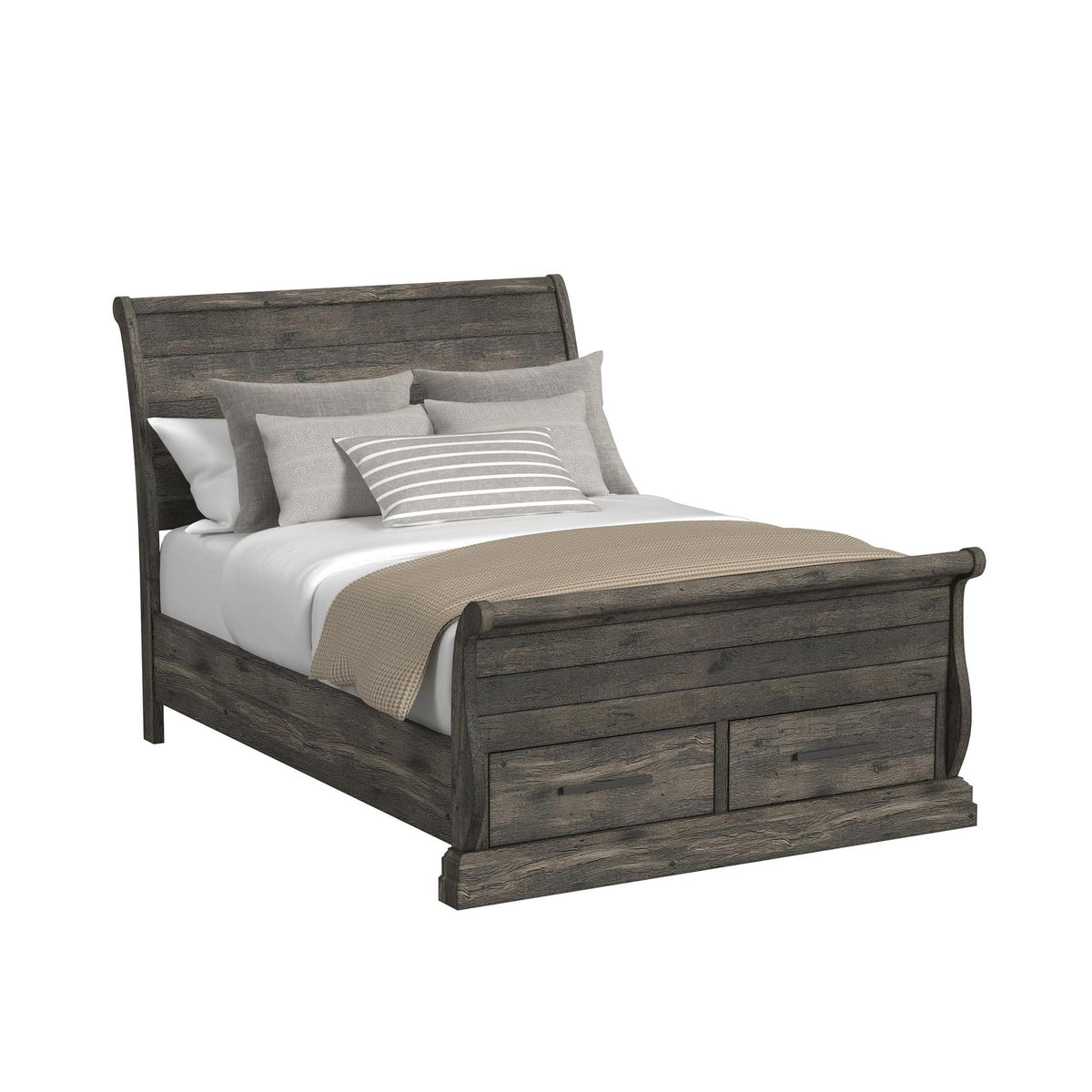 Park Ridge Charcoal 5-Piece Queen Sleigh Storage Bedroom Set with 2 Nightstands, Dresser & Chest - Ornate Home