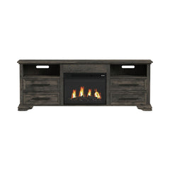 Park Ridge Charcoal 71'' TV Console with Fireplace Insert - Ornate Home