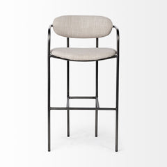 Parker Beige/Gunmetal Gray Fabric Seat Metal Bar Stool