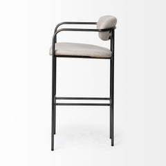 Parker Beige/Gunmetal Gray Fabric Seat Metal Bar Stool