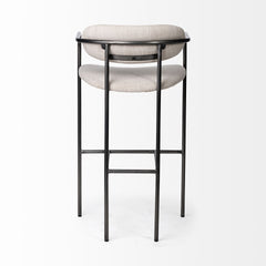 Parker Beige/Gunmetal Gray Fabric Seat Metal Bar Stool