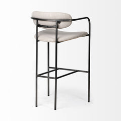 Parker Beige/Gunmetal Gray Fabric Seat Metal Bar Stool