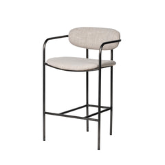 Parker Beige/Gunmetal Gray Fabric Seat Metal Counter Stool