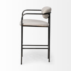 Parker Beige/Gunmetal Gray Fabric Seat Metal Counter Stool