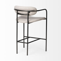 Parker Beige/Gunmetal Gray Fabric Seat Metal Counter Stool