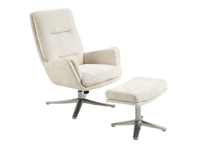 Parker Beige Swivel Chair w/ Ottoman - Ornate Home
