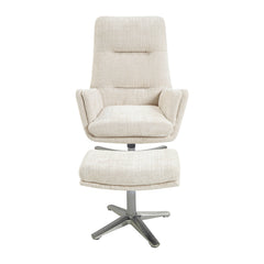 Parker Beige Swivel Chair w/ Ottoman - Ornate Home