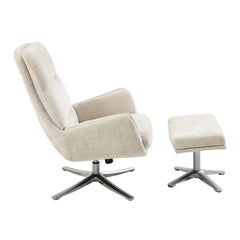 Parker Beige Swivel Chair w/ Ottoman - Ornate Home
