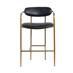 Parker Black/Gold Leather Seat Metal Counter Stool