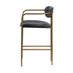 Parker Black/Gold Leather Seat Metal Counter Stool