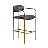 Parker Black/Gold Leather Seat Metal Counter Stool - Ornate Home