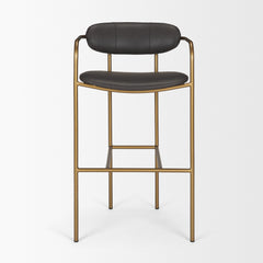 Parker Brown/Gold Faux Leather Seat Metal Bar Stool - Ornate Home