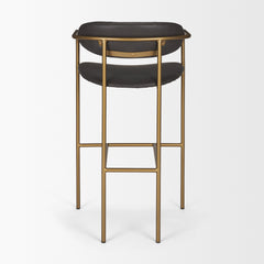 Parker Brown/Gold Faux Leather Seat Metal Bar Stool - Ornate Home