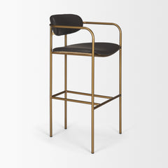 Parker Brown/Gold Faux Leather Seat Metal Bar Stool - Ornate Home